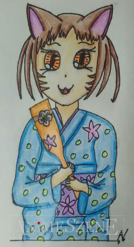 Catgirl im Kimono