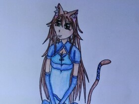 Catgirl in elegantem Kleid