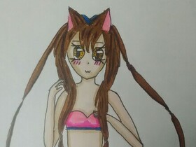 Catgirl mit Bikinioberteil