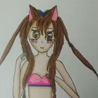 Catgirl mit Bikinioberteil