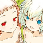 bunte Pilze, zwei süße Mädchen rote weiße Haare lächeln sich verliebt an 