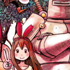 Mädchen mit Hasenohren, Ritter, Mädchen mit Hasenzähne, rötliches Titelbild, Wald 