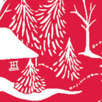 Rotes Cover, Wald, Haus in weiß gezeichnet 