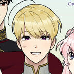 zwei junge Männer Prinz blonde Haare junge Frau Mädchen rosa Haare