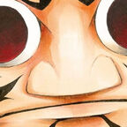 Daruma Forte Figur mit breitem Mund, Gesichtsbemalung und großen Augen 