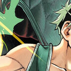 Junger starker mann mit geballter rechter Faust bereit zum Kampf 