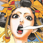 junge Frau Kurtisane beim rauchen 