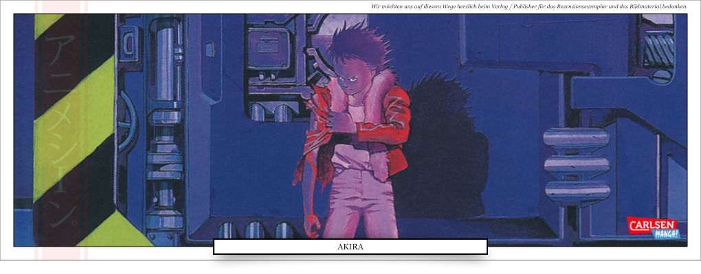 Tetsuo steht verletzt vor einer blauen Wand, Rote Jacke, Junge 