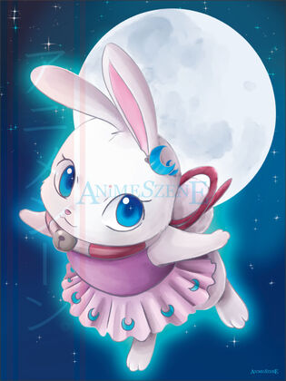 ein Mangahase im im Kleid vor dem Mond