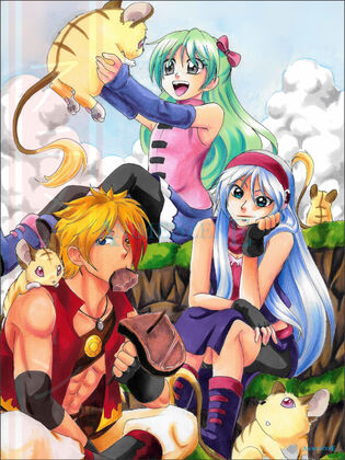 ein junger Mann und zwei Maedchen beim Picknickt eine schaut gelangweilt 