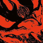 schwarz rotes Bild mit dem Gesicht eines Monsters