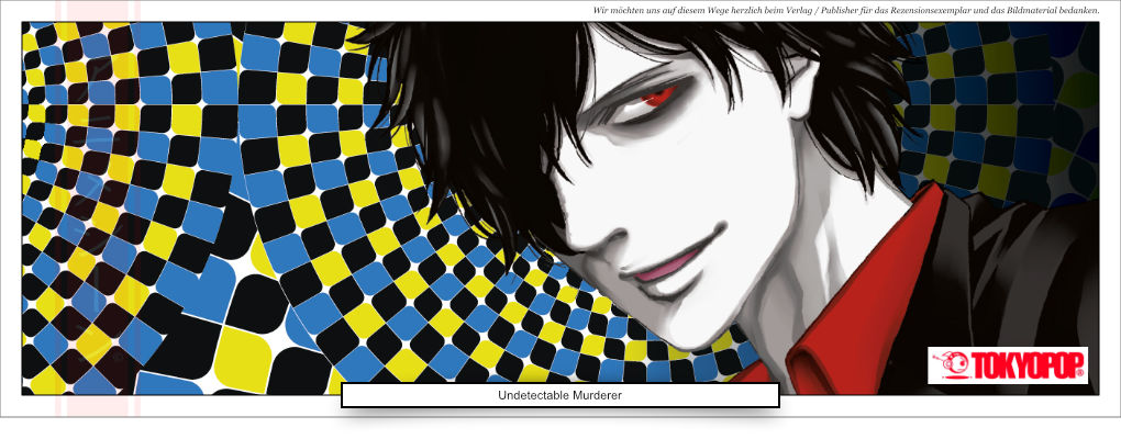 blau gelb schwarz kariert junger Mann mit roten Augen und weißer Haut schwarze Haare 