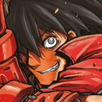 Samurai mit Schwer und zum Kampf bereit. Er lächelt siegessicher. 