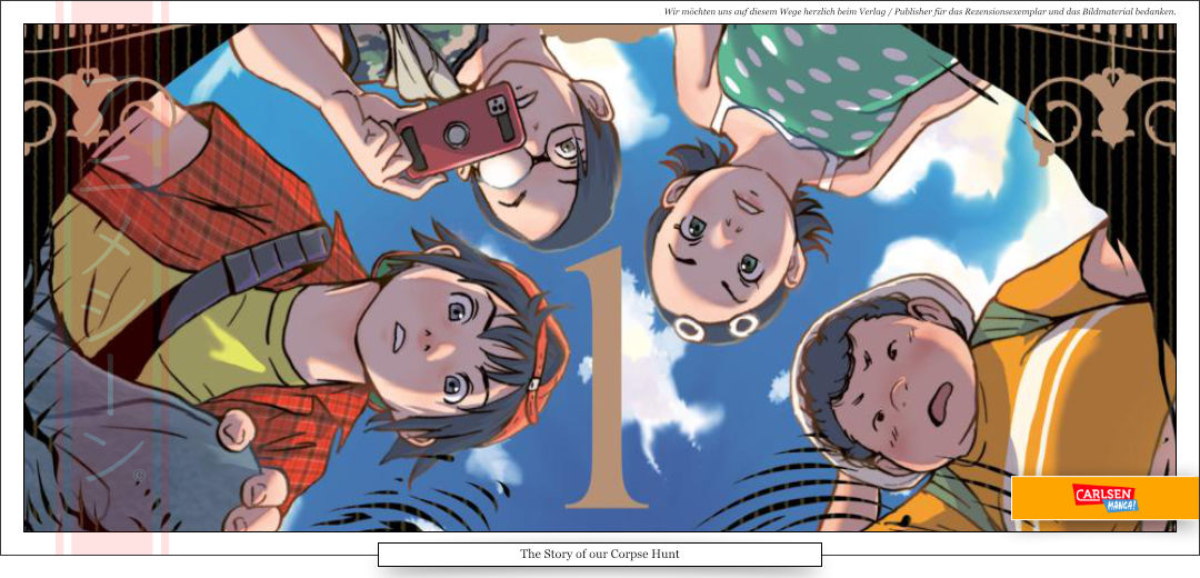 vier Kinder, Schüler, Jugendliche schauen entsetzt auf etwas und schießen ein Foto