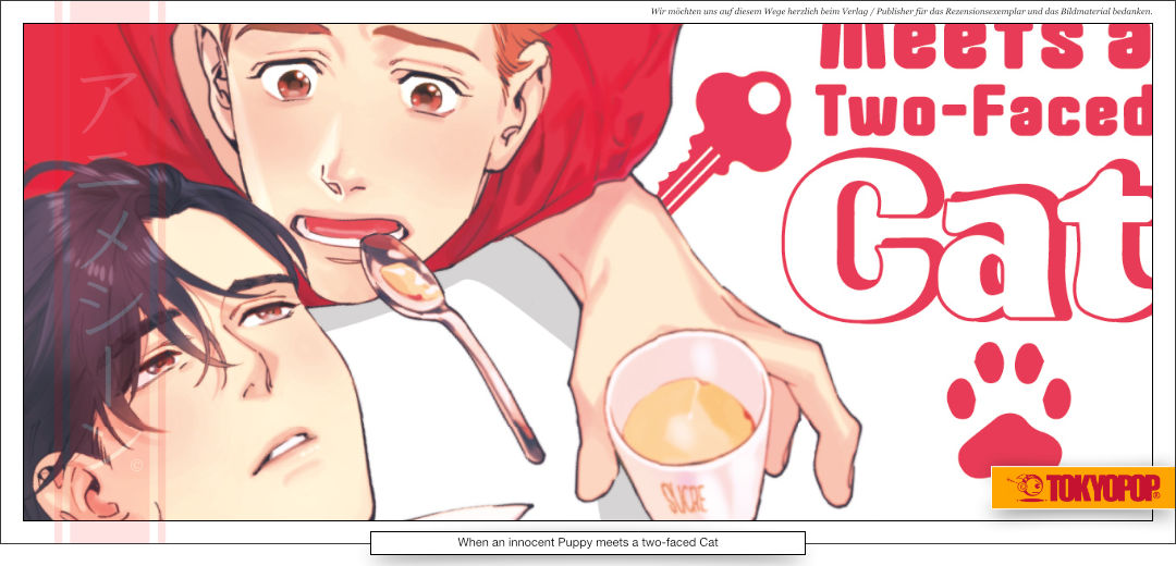 Zwei junge Männer, einer schaut verunsichert und hällt ein Glas zu trinken in der Hand, der andere liegt schüchtern da.