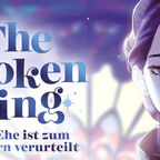 Eine junge Frau in einem dunklen Kleid blickt ernst drein. 