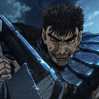 Ein verbissener Kämpfer schaut voller Schmerzen. Mond im Hintergrund. 