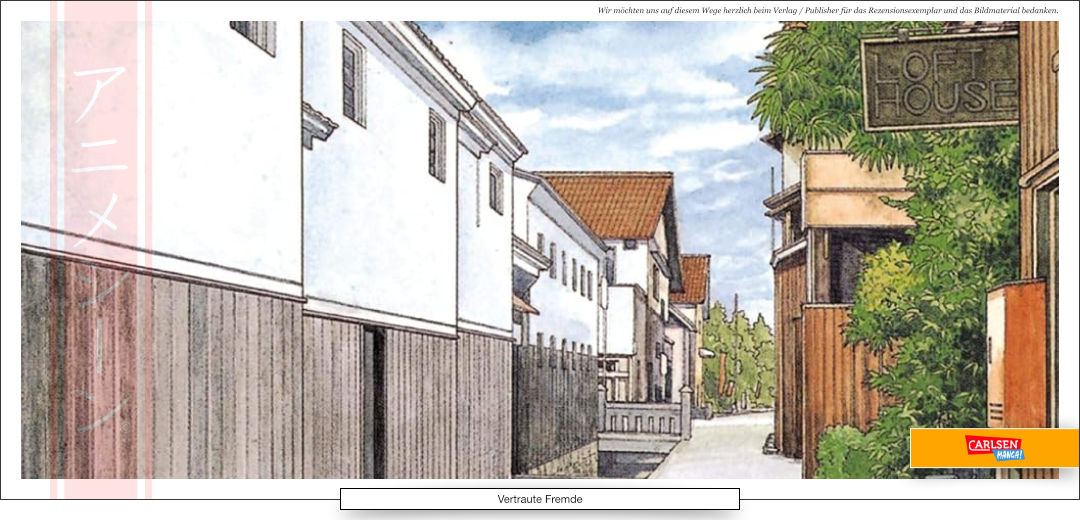 Häuser in Japan, eine Straße, schönes Wetter, Kletterpflanzen 