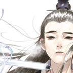 Ein junger, hübscher chinesischer Mann in klassischer Kleidung und mit langen Haaren.