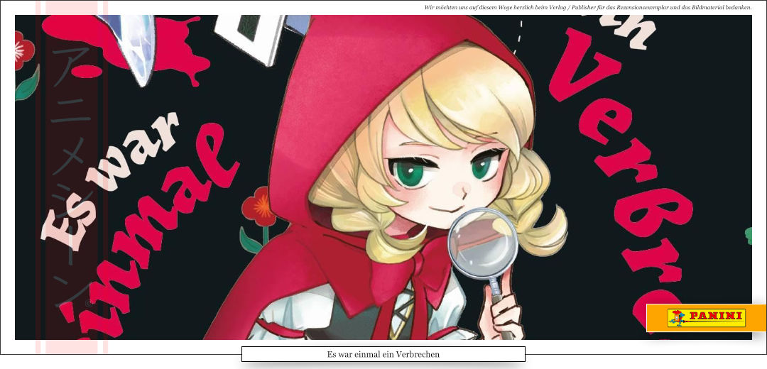 Das Bild zeigt ein Mädchen mit einem roten Umhang und einer Puppe in der Hand. Es ist eine moderne Interpretation von Rotkäppchen. 