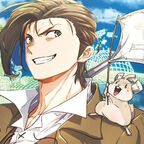 Ein selbstbewusster junger Mann trägt einen Hamster auf der Schulter. 