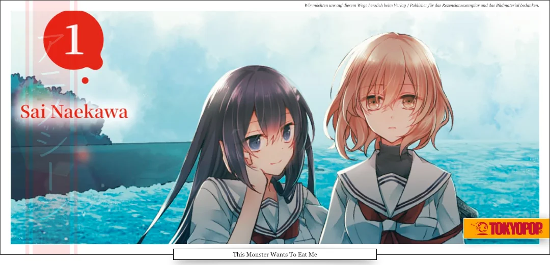 Das Bild zeigt zwei junge Mädchen am Meer. Eines wirkt sehr schüchtern, während das andere sehr lebhaft ist. Beide tragen Schuluniform. 