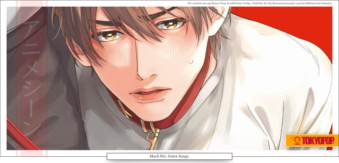 Das Bild zeigt einen jungen Mann mit einer Hundeleine um den Hals, was Unterwürfigkeit signalisiert. 