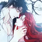 Das Bild zeigt ein verliebtes Paar. Der Mann trägt eine Felljacke, während die Frau lange rote Haare hat. Ihre Zuneigung füreinander ist deutlich spürbar. 